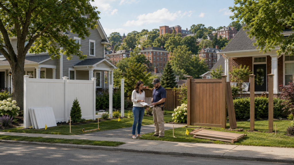 neighboring fences with seperate materials
