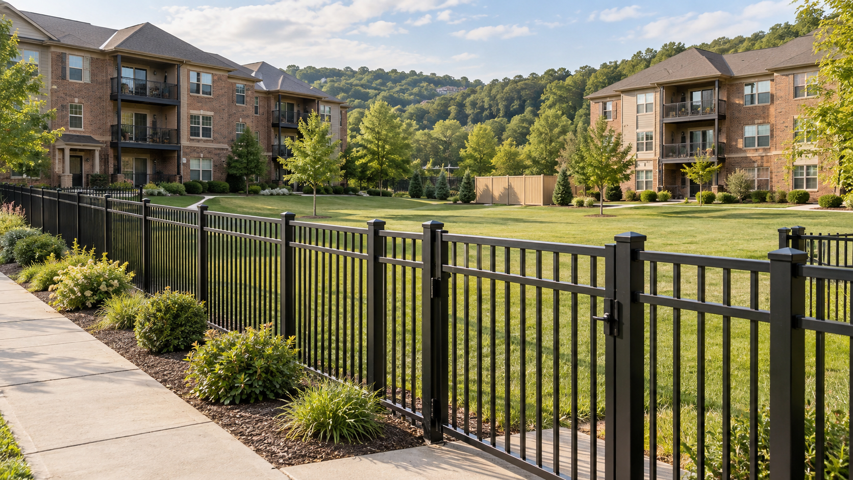 commercial alluminum fence around a compartment complex